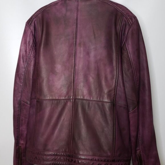 Pelle Lambskin Leather Jacket Coat Purple Wine Men's 4XL Moto - Picture 8 of 15